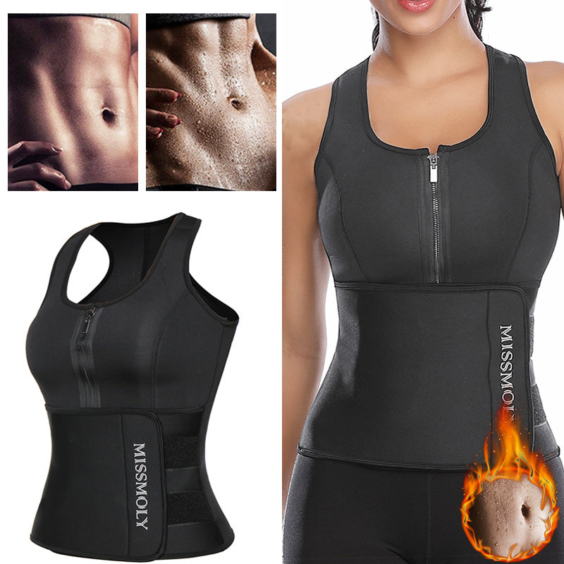Black waist trainer with 'MISSMOLY' branding on a white background