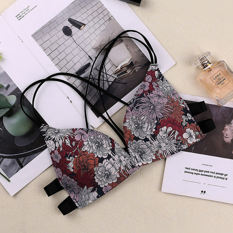 Printed Front Button, Beautiful Back, Adjustable Small Chest, Gathered Bra, One-Piece Seamless Underwear, Female Push-Up - Leverage On Heroes Women Store