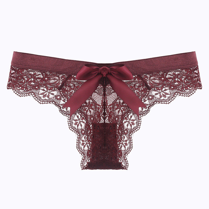 Lace Thong Transparent Hollow Briefs Bow - Leverage On Heroes Women Store