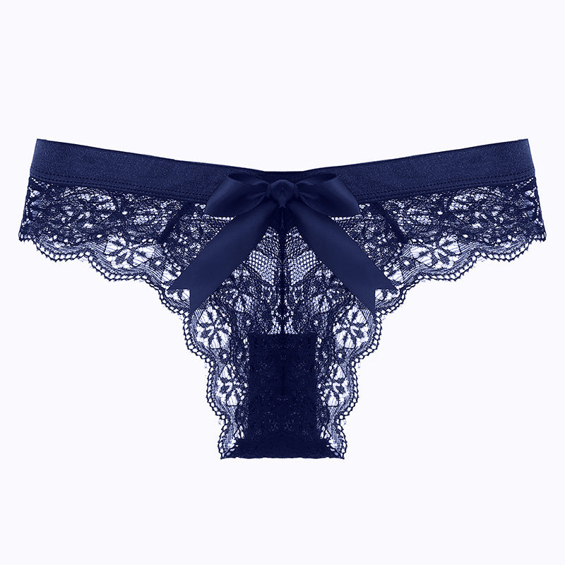 Lace Thong Transparent Hollow Briefs Bow - Leverage On Heroes Women Store