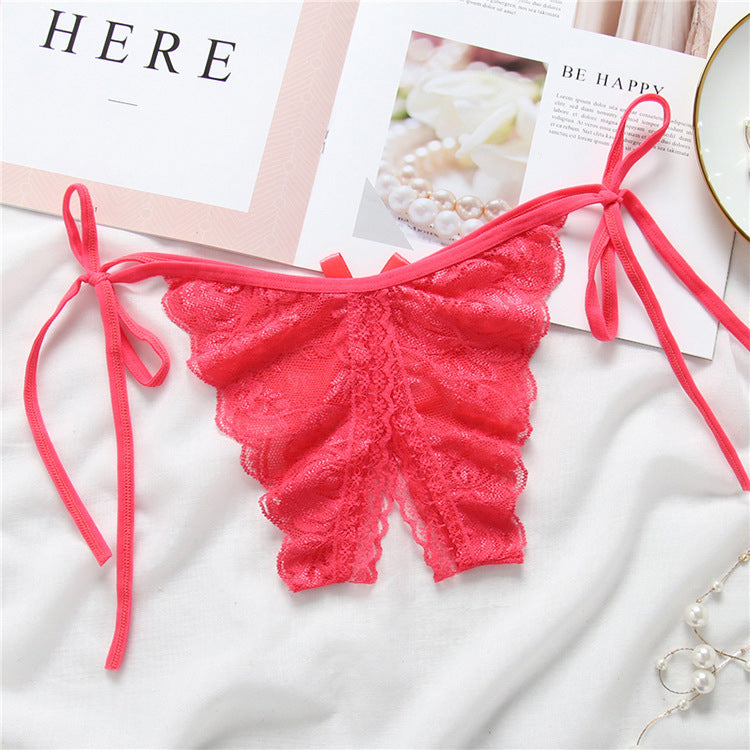 Lace-up thong lace lace-up panties - Leverage On Heroes Women Store