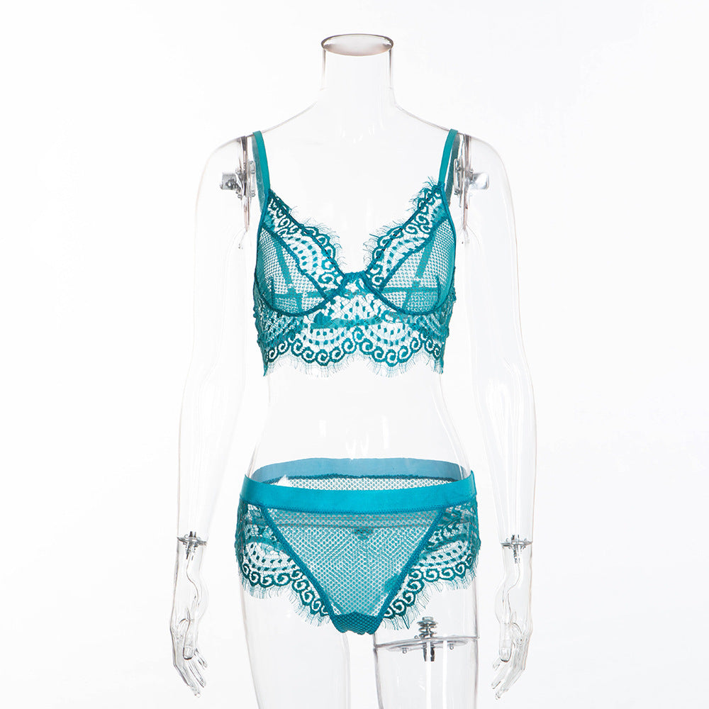 Lace Eyelash Love Grid Panty Set - Leverage On Heroes Women Store