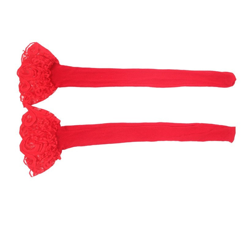 Rear Vertical Line Color Wide Lace Edge Fishing Small Mesh Hollow Out High Stockings Over The Knee Thigh Mesh Stockings Children