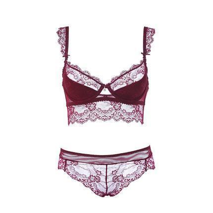 Sexy Mousse Women Sexy Bra Set Ultra-thin Red Black Lace Bras Underwear Push up Bra and underwear - Leverage On Heroes Women Store