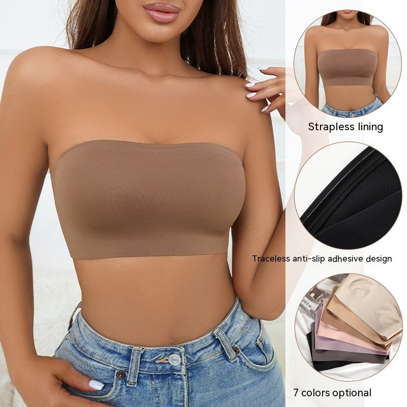 Strapless Seamless Ice Silk Push Up Women's Bra - Leverage On Heroes Women Store