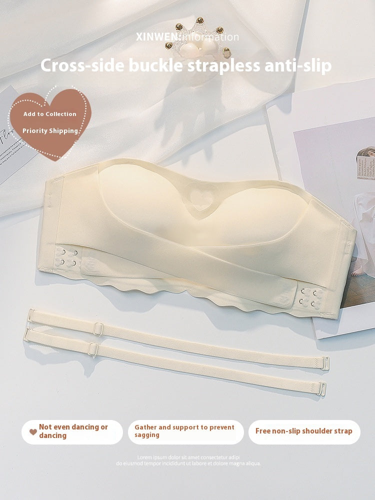 Women's Strapless Underwear With Front Buckle Non-slip Push Up - Leverage On Heroes Women Store