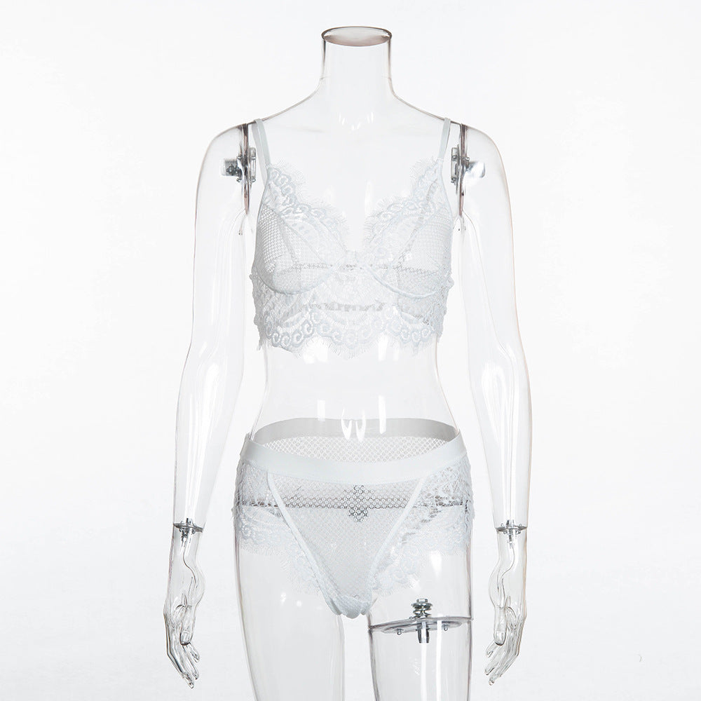 Lace Eyelash Love Grid Panty Set - Leverage On Heroes Women Store