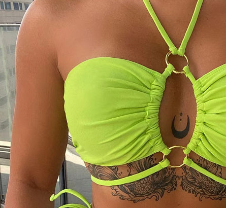 Women's Split Bikini Lace-up Triangle Swimsuit - Leverage On Heroes Women Store