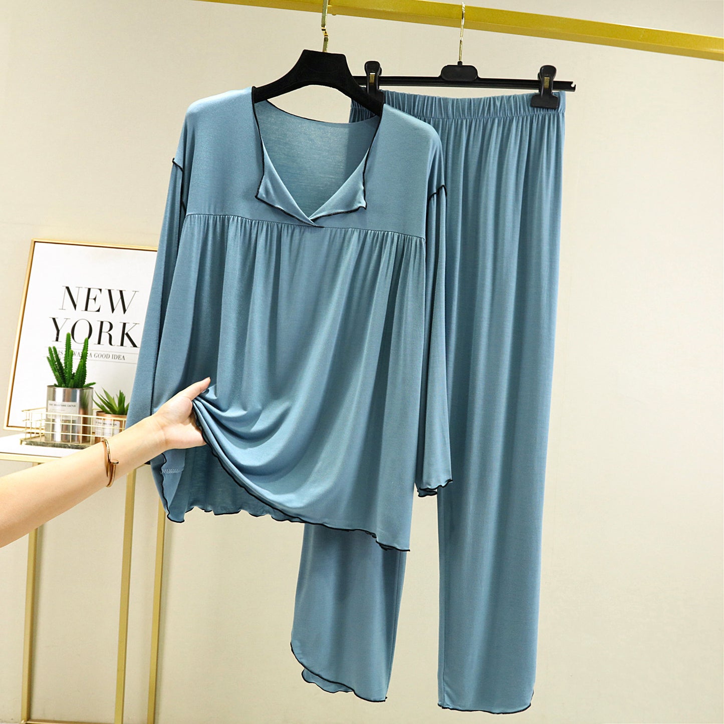 Fashion Long Sleeve Straight Loungewear Set - Leverage On Heroes Women Store