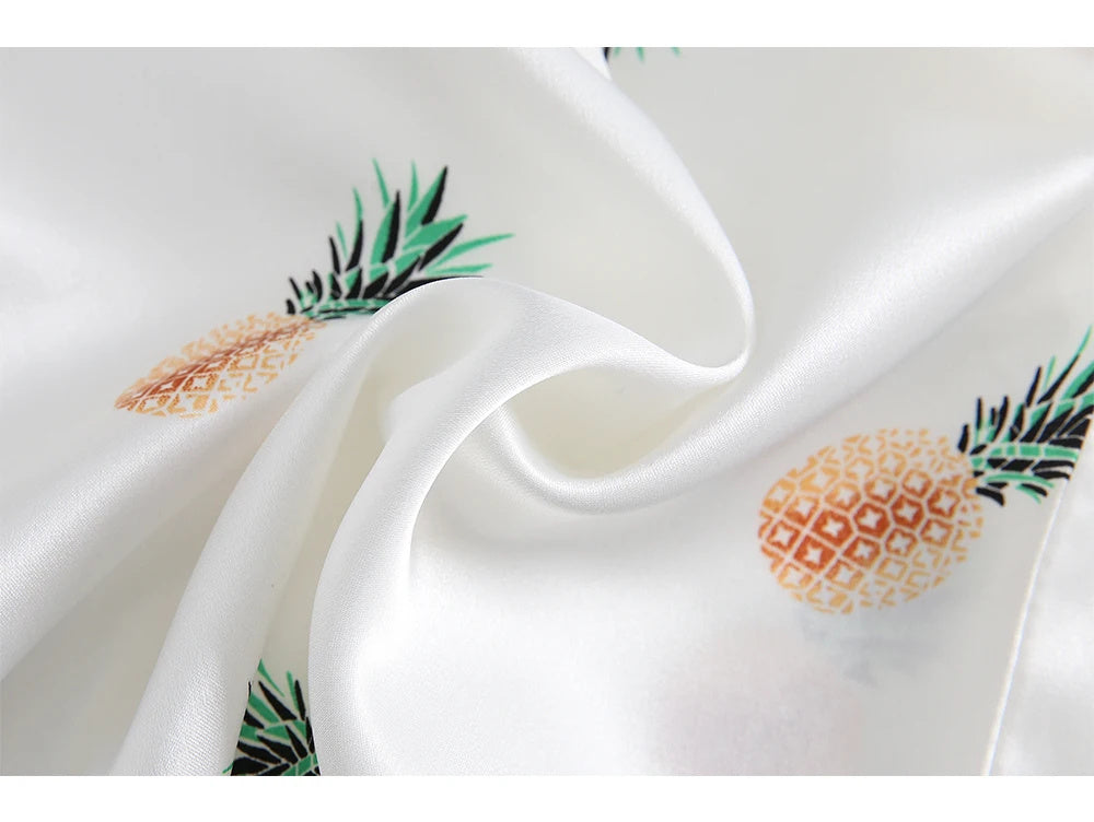 Ice Silk Printed Sweet Cute Loungewear Seven-piece Pajamas Suit - Leverage On Heroes Women Store