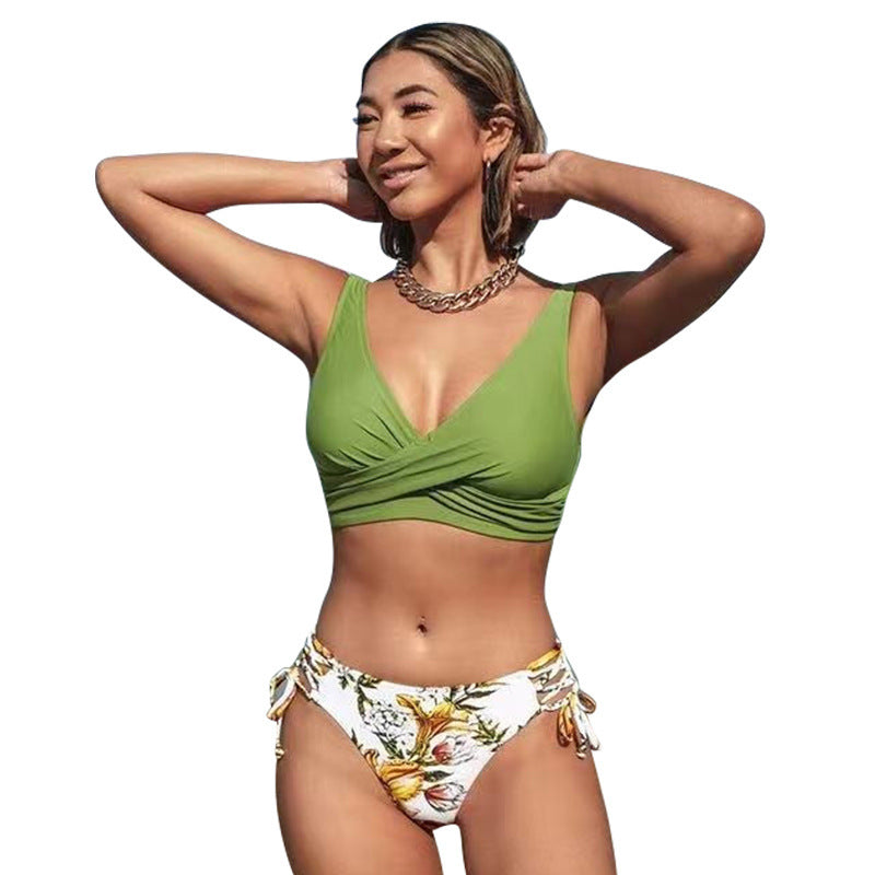 Sexy Halter Bikini Women's Split Lace-up Swimsuit - Leverage On Heroes Women Store