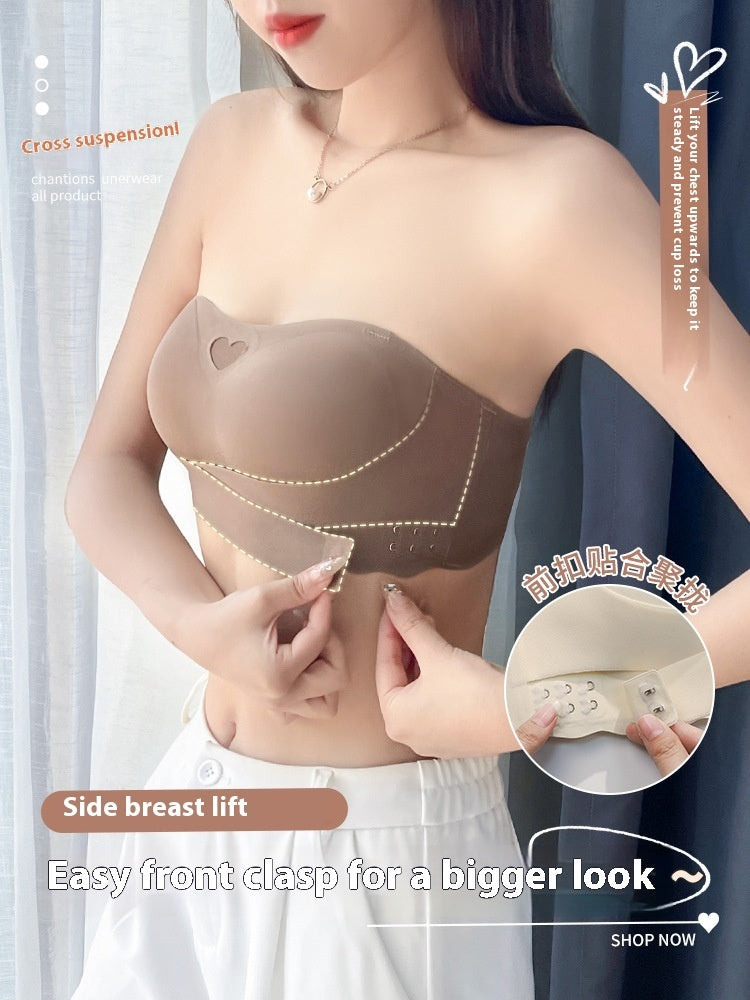 Women's Strapless Underwear With Front Buckle Non-slip Push Up - Leverage On Heroes Women Store
