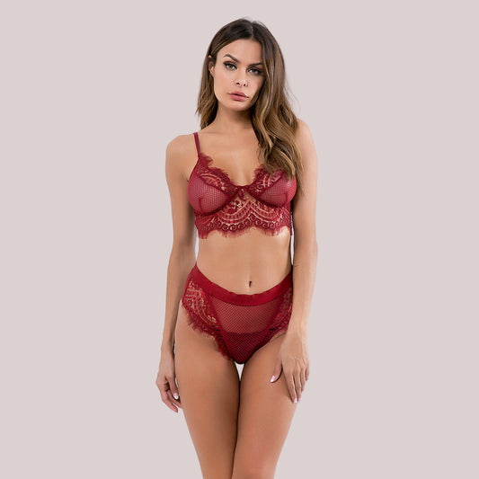 Lace Eyelash Love Grid Panty Set - Leverage On Heroes Women Store