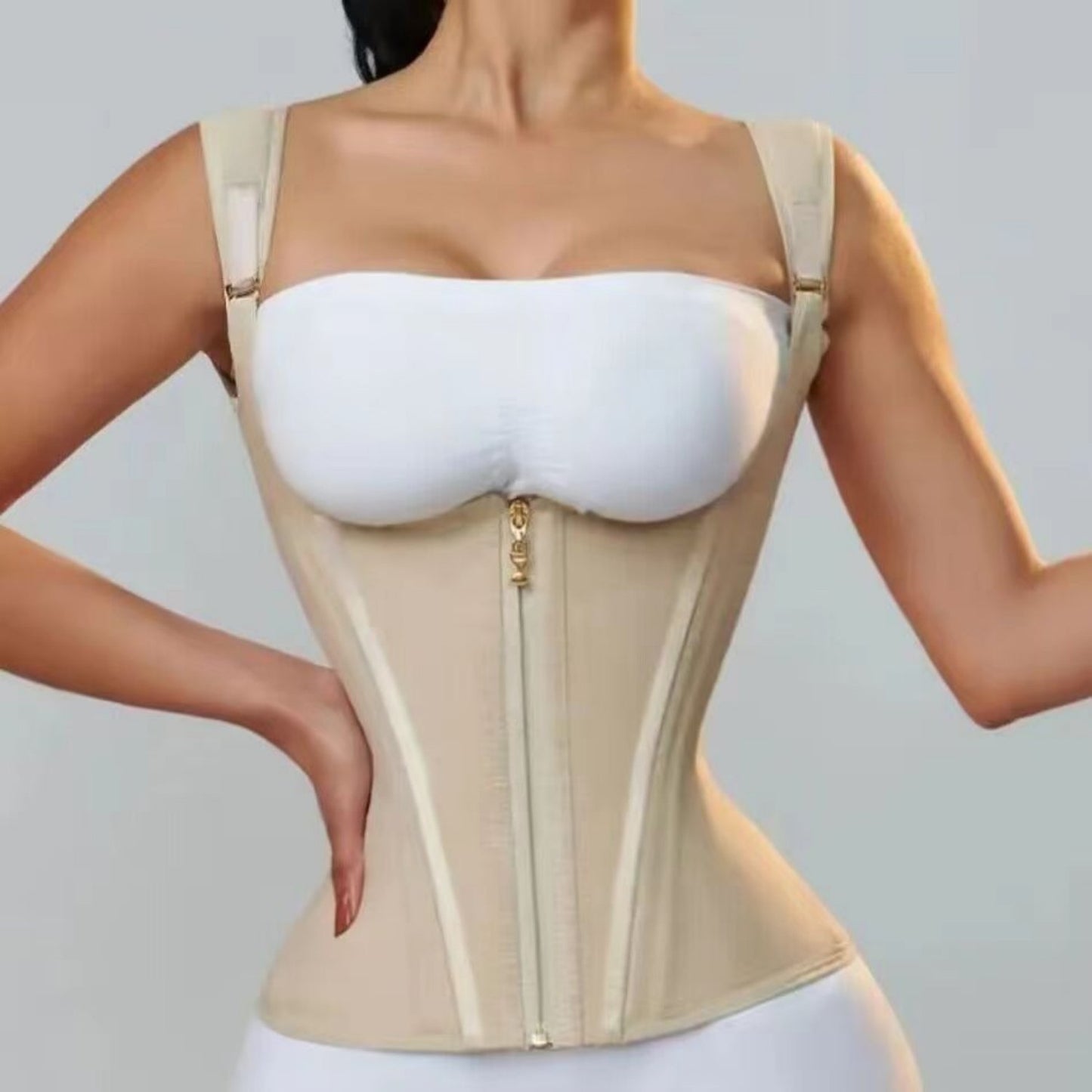 Zipper Breasted Retro Shapewear Top - Leverage On Heroes Women Store