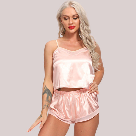 Women's Passion Hot And Transparent Transparent Satin Loungewear Suit - Leverage On Heroes Women Store