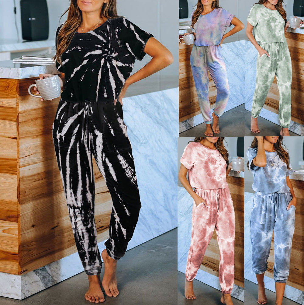 Tie Dye Print One Piece Pajamas Loungewear - Leverage On Heroes Women Store
