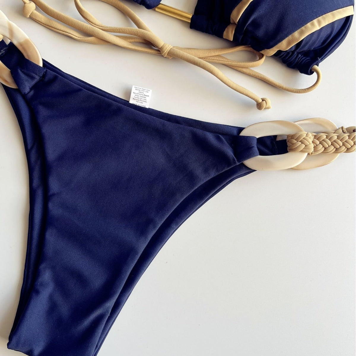 New Solid Color Lace-up Bikini Swimsuit - Leverage On Heroes Women Store
