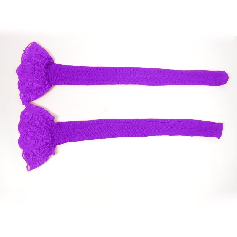 Rear Vertical Line Color Wide Lace Edge Fishing Small Mesh Hollow Out High Stockings Over The Knee Thigh Mesh Stockings Children